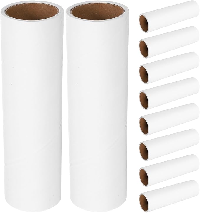 Adhesive Roller Refills 10 Rolls 38mm Core Sticky Tape Roller for Clothes Lint Remover Pet Hair Upholstery Carpet Cleaning Replacement
