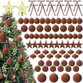 Hollowfly 95 PCS Velvet Christmas Tree Decor Set, Brown