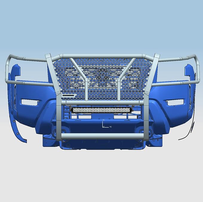 Black Horse RUGGED Heavy Duty Grille Brush Bumper Guard Modular Black Come with 20" Double Row LED Light Compatible with 2022-2024 Nissan Frontier-RU-NIFR22-B-K1