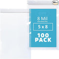 GPI - 5" x 8" Ultra Heavy-Duty Zip Bags, 8 Mil Extra-Thick Reclosable Puncture-Resistant Plastic Zipper Baggies, Resealable Poly Zip Top Bag for Construction, Tools, Screws & Sharp Objects. 100 Count