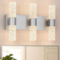 Modern Vanity Light, LED Vanity Light Fixture Brushed Nickel, Crystal Bathroom Lighting Fixtures over Mirror, Wall Lighting Fixtures for Bath, Wall Sconce for Bedroom Living Room, 27W Warm White