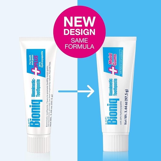 Bioniq Plus Moist Gums 20% Hydroxyapatite Toothpaste | bioHAP and Fluoride Free Toothpaste for Daily Use, Clinically Tested, Expert for Enamel and Gum Care, 3.44 Oz 3 Packs