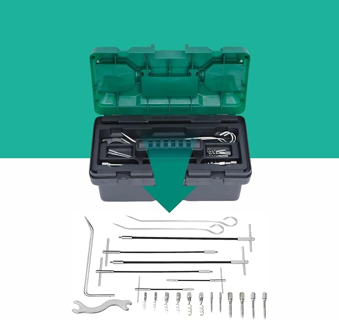 23-Piece Gland Packing Removal Tool Kit with Toolbox | Stainless Steel Extractor Set with Flexible Shaft & Corkscrew Hooks | for Pump, Valve & Industrial Seal Maintenance