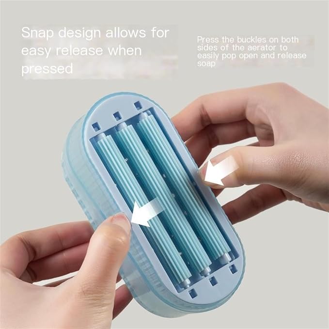 Soap Holder Soap Lathering Box with Roller Laundry Brush No Hand Scrub Multi Functional Drainer Organiser for Bathroom & Kitchen