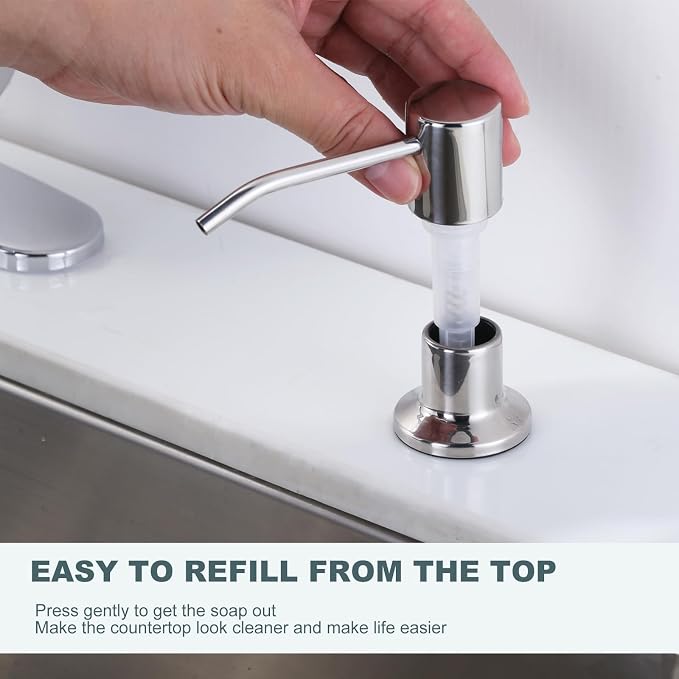 Chrome Kitchen Faucet with Soap Dispenser, WOWOW Stainless Steel Faucet for Kitchen Sink 2 or 4 Hole, High Arc Single Handle Pull Down Kitchen Faucet for Sink, RV, Laundry, Bar