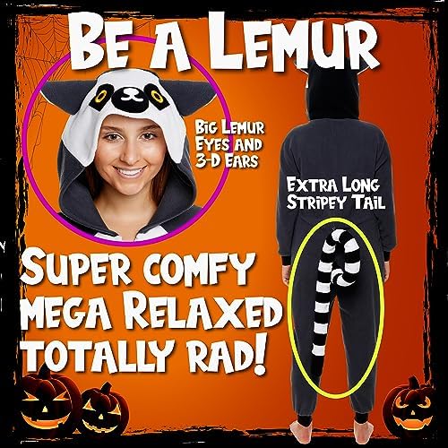 Funziez! Slim Fit Adult Onesie - Animal Costume - Plush Unisex Halloween One Piece Cosplay Suit for Women and Men