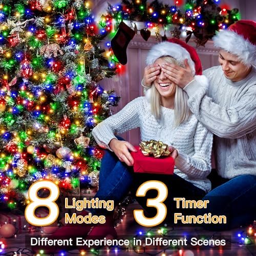 Ollny Christmas Lights, 500LED 164FT Long Christmas Tree Lights with 8 Modes Remote Timer IP44 Waterproof, Outdoor Christmas Lights for Tree House Yard Outside Xmas Decorations Multicolor