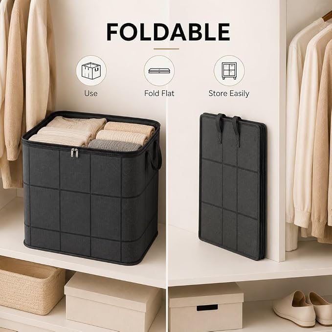 XXL Foldable Storage Bag with Reinforced Handles, Comforter Storage, Foldable Spacious Moving Storage Bin, Reinforced Handles, Store Duvets and Seasonal Clothes，2PCS：XXL(27.6x19.7 x19.7inches)