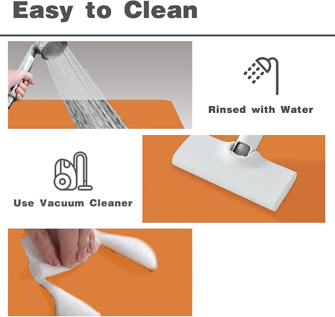 TYUU Bathroom Mat Quick Dry, Bathroom Rugs Non Slip Washable Thin Absorbent Bath Mat Fits Under Door Bathroom Floor Mat Perfect for Bath, Shower, or Sink 16"x24" Orange