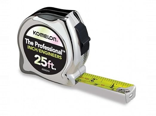 Komelon 425IEHV 10 Pack 25ft. x 1in. The Professional Tape Measure, Chrome