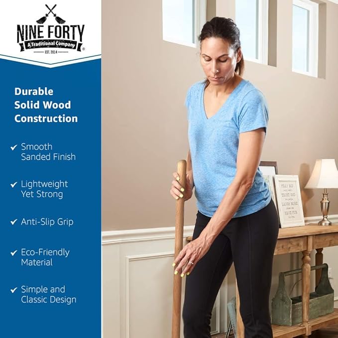 Nine Forty 24" Premium Nylon Dust Mop with Wood Handle - Heavy Duty Mop Head for Industrial, Commercial, and Residential Cleaning - Dry Floor Duster for Hardwood Surfaces and Commercial - Blue