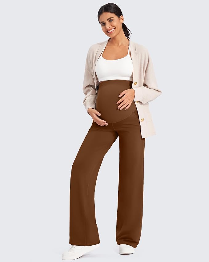 G4Free Fleece Lined Maternity Yoga Pants Winter Pregnancy Work Trousers