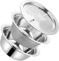 Stainless Steel Kitchen Grater with 26cm Strainer Basin, Multipurpose Vegetable Peeler Grater Set for Fruit Slicing and Salad Preparation, 3pcs Multifunctional Cutting Bowl