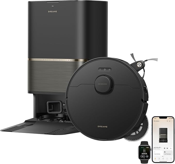 DREAME L60 Ultra PE Robot Vacuum and Mop, 30,000Pa Suction, Self-Cleaning,Corner-to-Edge Deep Cleaning, Detangling Brush, Obstacle Avoidance and 360° Navigation, Black