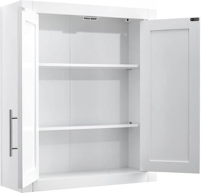 Crosley Furniture Savannah 3-Piece Wall Storage Cabinet, Cabinets for Laundry, Bathroom, Kitchen, White