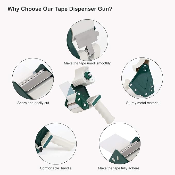 JARLINK 2 Dispenser Guns with 2 Rolls Tape Bundle with Clear Packing Tape (18 Rolls) for Shipping Packaging Moving Sealing