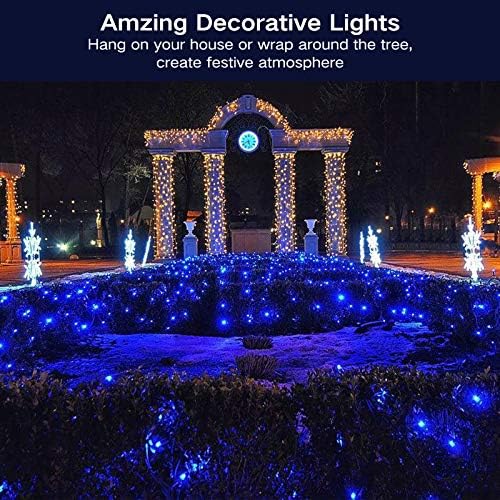 BrizLabs Blue Christmas Lights, 69.6ft 300 Count Blue String Lights Connectable, 120V UL Certified Incandescent Xmas Lights Green Cord, Outdoor Mini String Lights for Indoor Party Garden Patio Decor