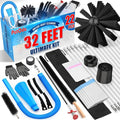 PetOde 22-Pieces 32-Feet Dryer Vent Cleaner Kit, Dryer Vent Cleaning Kit | Lint Remover Dryer Vent Brush, Vacuum Hose Attachment Cleaning Tools, Flexible Lint Trap Brush, Vacuum & Dryer Adapters