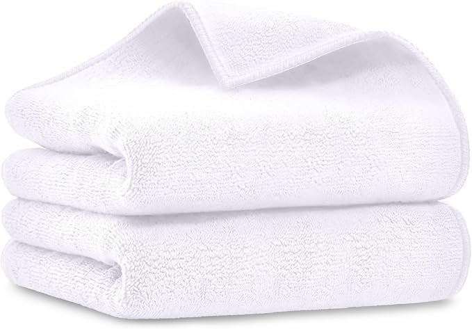 UNIMADE Salon Towels 2 Pack, Super Soft Microfiber Hand Towel | Highly Absorbent Hair-Drying Cloth for Gym, Bath, Spa Use and Home Beauty Care - White (16x29 inch)