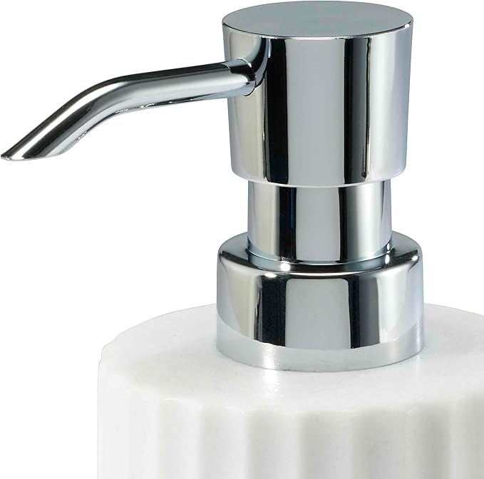 Izod - Bathroom Set, 2pc Countertop Accessories, Striped Resin Toothbrush Holder & Lotion Pump, Dorm Room Essentials (Clubhouse Collection, Blue)