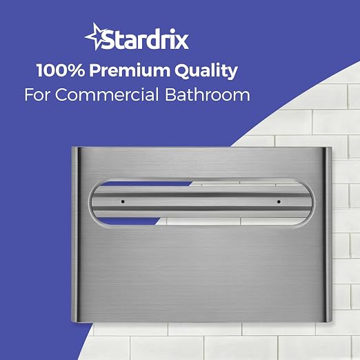 Stardrix Slim Brushed Stainless Steel Toilet Seat Cover Dispenser – Designer Wall-Mount Holder with Curved Edges and Large Capacity for Single or 1/2 Fold Covers, Aesthetic and Modern Look
