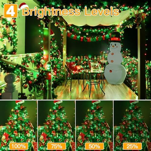 Ollny Christmas Tree Lights 400LED 132FT, Green & Red, with Remote & Timer