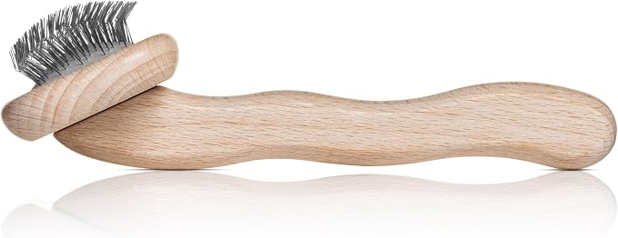 Chris Christensen Mark II Slicker Brush for Dogs, 12mm Pins, Groom Like a Pro, Handcrafted Lightweight Beechwood Ergonomic Handle, Stainless Steel Pins, A5II Small. Made in Germany.