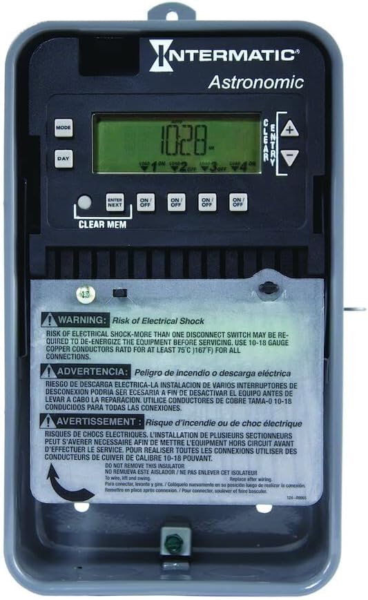 Intermatic ET8415CR Astronomic Electronic Time Switch - Auto-Voltage Operation, 56 Fixed & 8 Astronomic Events - Independent Dusk/Dawn Settings, Configurable Outputs with Supercapacitor