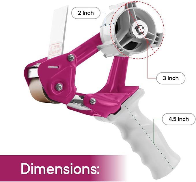TAPEWELL Heavy Duty Metal Frame Packing Tape Dispenser Gun, 2 inch, Purple | Packing Tape Refills For Dispenser, Shipping Tape For Packing, Moving, Home & Office Use