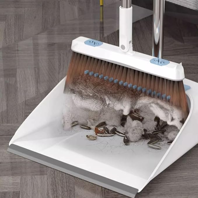 Modern Standing Dustpan and Broom with Long Handle Cleaning Supplies Upright Dustpan Combo Set for Home Convenient