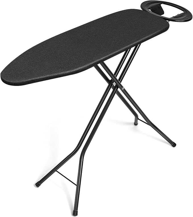 Duwee 12"x38" Ironing Board Full Size with Heat Resistant Cover,Black | 10mm Thicken Double Layers Feltpad and Foam, Folding Compact Iron Board, Heavy Sturdy Legs, Easy to Storage