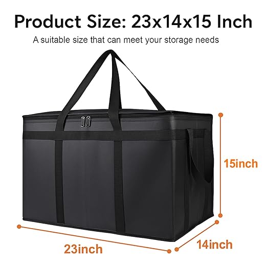 Bodaon Large 3-Pack Insulated Food Delivery Bag with hard bottom, XXXL Catering/Pizza Cooler Bags, Rideshare Delivery Bag, Thermal Cold/Hot Styrofoam Carrier for Travel/Shopping/Car