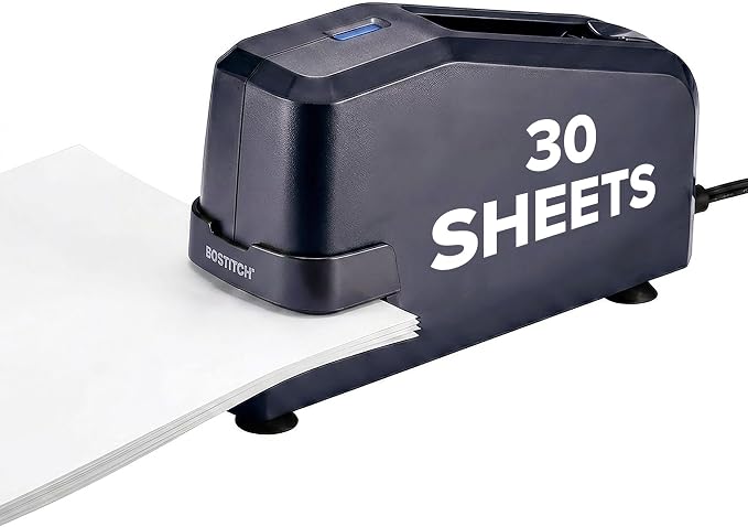 Bostitch Impulse Electric Stapler for Office, Classroom & Home, 30 Sheet Capacity, Fast No-Jam Automatic Stapling, Refill Alert & FastLoad System, Durable Design, Black, 1 Pack