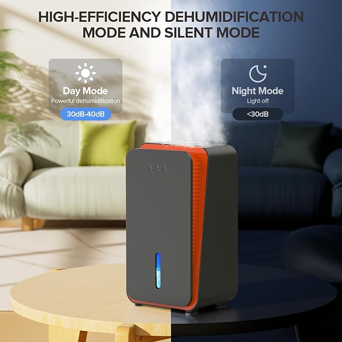Dehumidifier for Home,1000 sq.ft Dehumidifier for Basement Bathroom Bedroom with Auto Shut Off, Built-in Aromatherapy Diffuser,7 Colors LED Light, Quiet Dehumidifiers with Sleep Mode(CS08-Black)