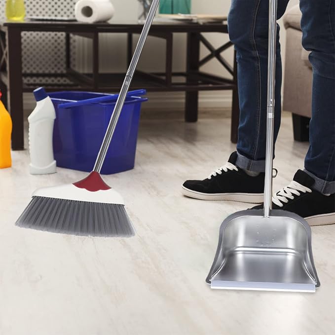 Healifty 1set Broom and Dustpan Handle for Easy Cleaning Home Office and Kitchen Soft Bristles for Efficient Dust Collection and Versatile Use