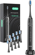 Sonic Electric Toothbrush - 40,000 VPM Power Toothbrush with 5 Modes, Smart Timer & Mode Memory, IPX7 Waterproof, 30 Days Battery Life with Inductive Charger, 8 Brush Head (Black)