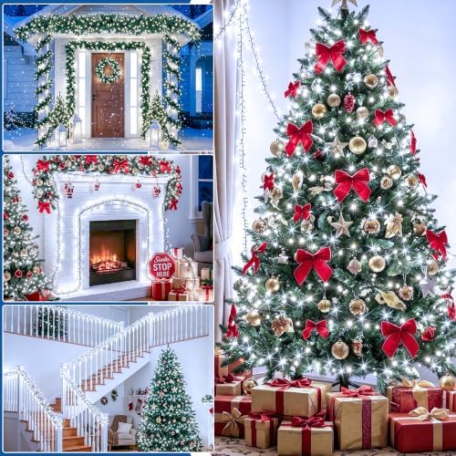 1000 LED 49FT Cluster Lights, Plug in White Christmas Lights