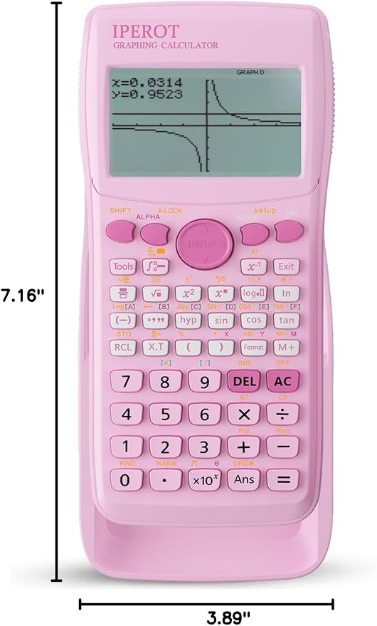 Scientific Calculators with Graphing Calculator, IPEROT Pink Scientific Calculators 10 Modes/ 4 Graphing Functions, Desktop Math Calculator Ideal for School Supplies, Students, College, Teachers