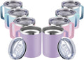 MEWAY 12oz Coffee Mug With Handle 2 Pack Bulk,Stainless Steel Insulated Travel Tumblers With Sliding Lid,Double Wall Vacuum Camping Cup for Hot & Cold Drinks Tea (Bubble Gum&Blue Waves,Set of 8)