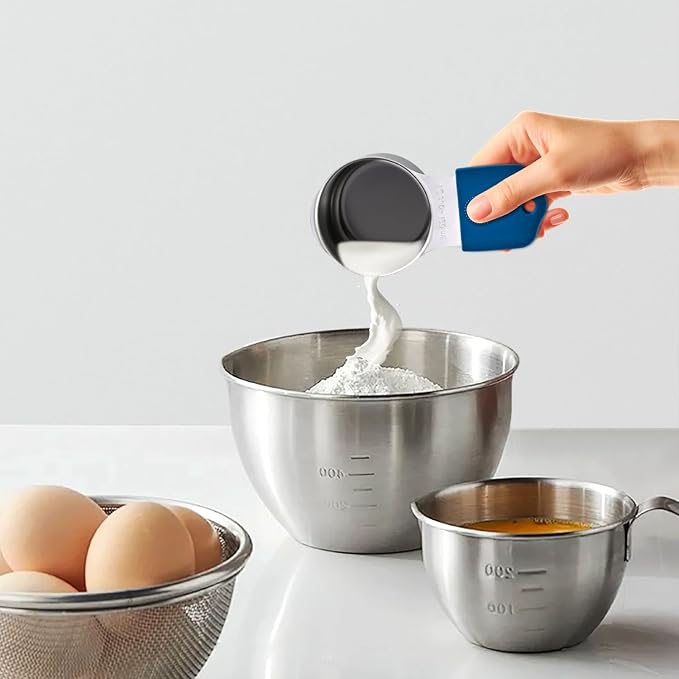 EDELIN Magnetic Measuring Cups and Spoons Set, Stainless Steel 7 cup and 7 spoon with 1 Leveler, 18/8 304 stainless steel (Multicolour 15 sets)