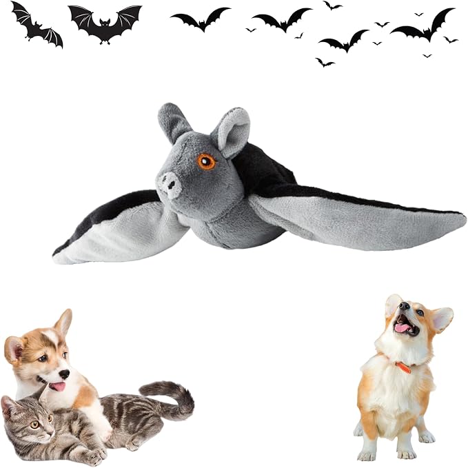 Flying Bat Toy for Dogs & Cats, Flapping Wings Interactive Pet Toy，1 | Flapping bat toy with chirping engages cats and dogs, mimics real flying motion. Cute interactive pet teaser