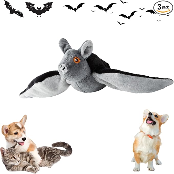 Flying Bat Toy for Dogs & Cats, Flapping Wings Interactive Pet Toy，3 | Flapping bat toy with chirping engages cats and dogs, mimics real flying motion. Cute interactive pet teaser