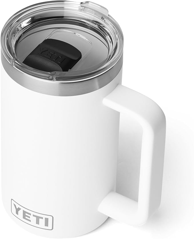 YETI Rambler 24 oz Ceramic Lined Stackable Mug 2.0, Vacuum Insulated, Stainless Steel with MagSlider Lid, White