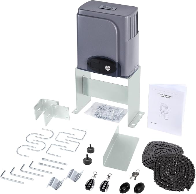 CO-Z Automatic Gate Opener with Safety Sensor, 280W Sliding Door Opener & Closer Kit for 1400lb Doors, Smart Driveway Sliding Gate Opener with 20ft Driven Chain, Electric Gate Operator Set for Home