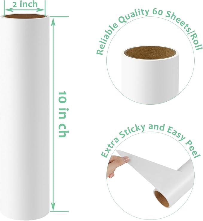 10-Pack 10 inch Lint Roller Refills for Evercare Layers Smart Design Large Mega Lint Rollers 10'' Wide Large Sticky Roller Replacement Refills 60 Sheets per Refill Total 600 Sheets