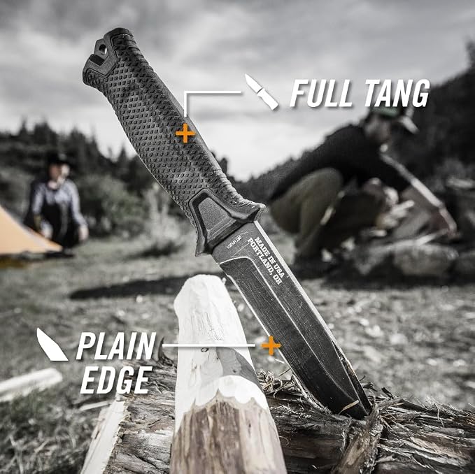 Gerber Gear StrongArm Fixed Blade Knife - Tactical Survival Knife for Camping & Hunting - Made in USA - Plain Edge - Black