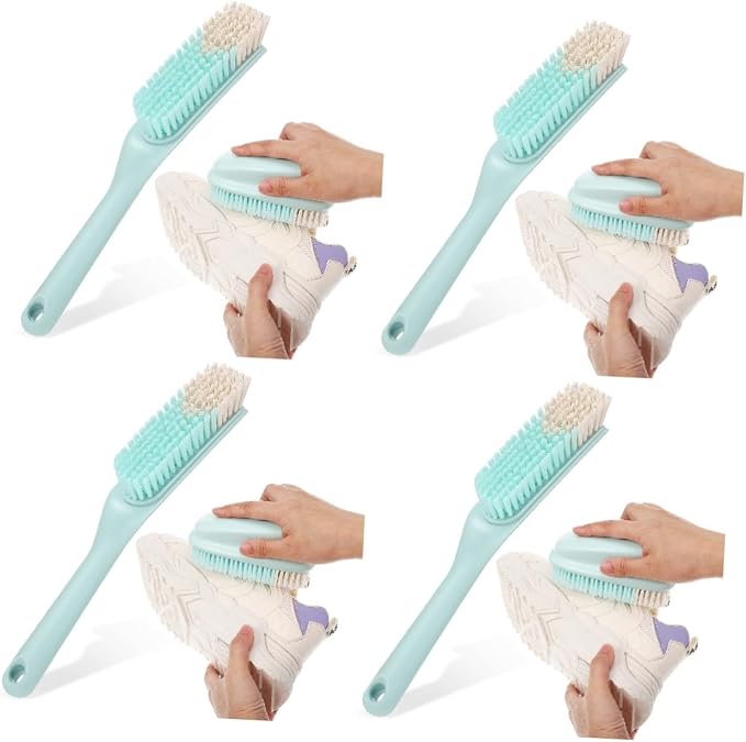 4sets Shoe Cleaning Brush Ergonomic Grip Long Handle Laundry Scrub Brush Household Cleaning Tool