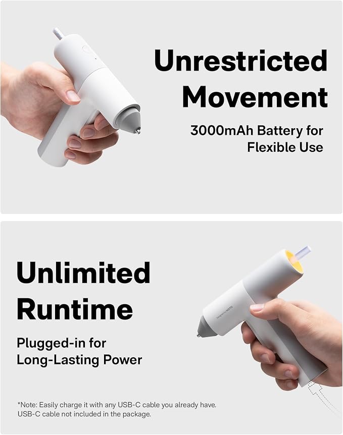HOTO Cordless Auto Dispensing Glue Gun, Easyflow Hot Glue Gun with 40 Glue Sticks, 30s Fast Heating, 3000mAh USB-C Rechargeable, Anti-Scald & Anti-Drip, Ideal for DIY Crafts, Home Repairs & Decoration