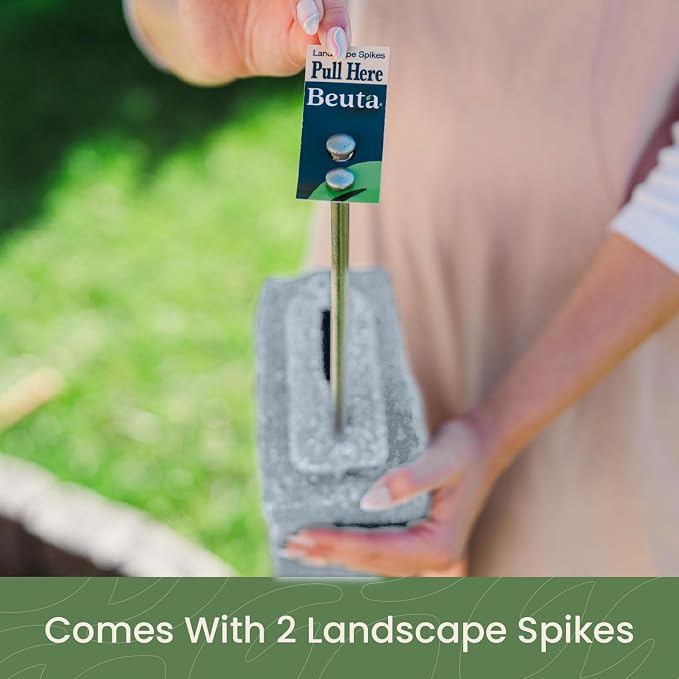 Landscape Edging | Garden Edging Border | Polyrock Blocks for Lawn Edging, Flower Beds & Yard Edging – 4 Pack | Each Section Has 6 Blocks 48" L x 4" W x 6.5" H | 8 Spikes | Greystone