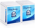 Durable 1/2 Inch 3-Ring Binder, 0.5-inch Round Ring Binder with 2 Inside Pockets, 12 Pack White Binders, Clear View CoverBinder Holds 8.5'' x 11''Paper for Office/Home/Back to School